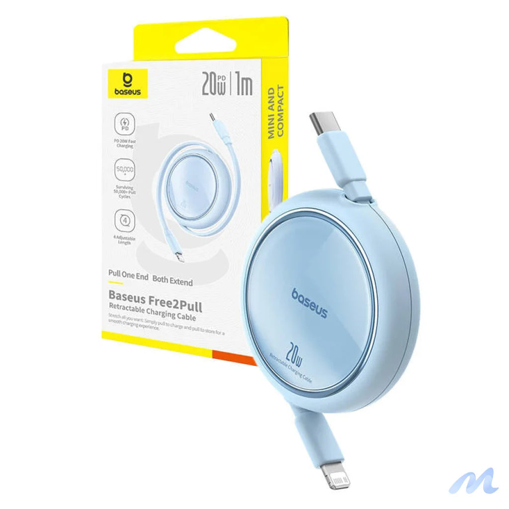 USB Cable Baseus Free2Pull USB-C to iP 20W 1m (blue)