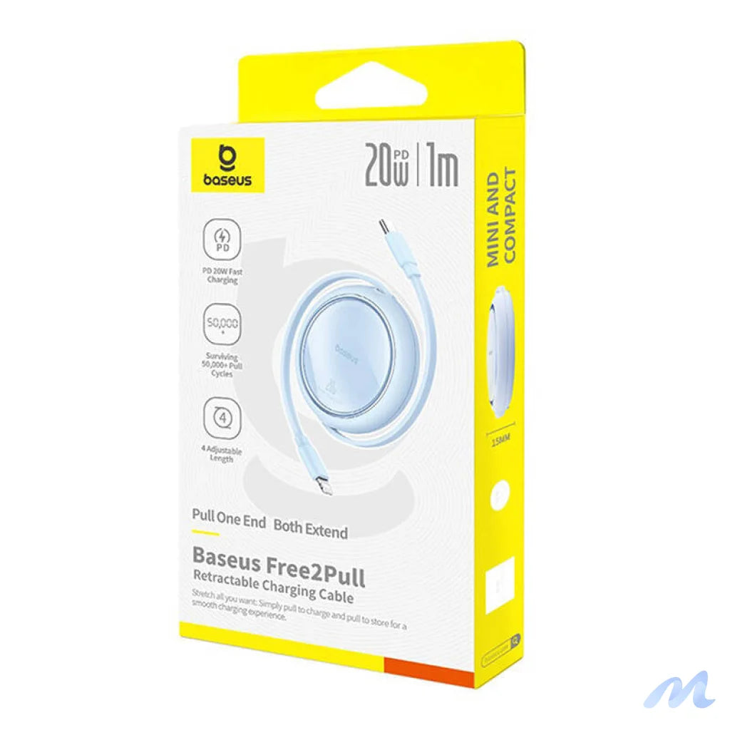 USB Cable Baseus Free2Pull USB-C to iP 20W 1m (blue)