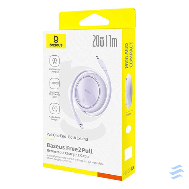 USB Cable Baseus Free2Pull USB C to iP 20W 1m (purple) USB C to Lightning