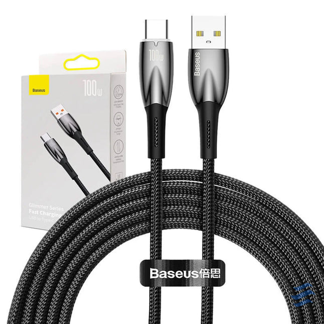 USB cable for USB C Baseus Glimmer Series 100W 2m (Black) USB to USB C