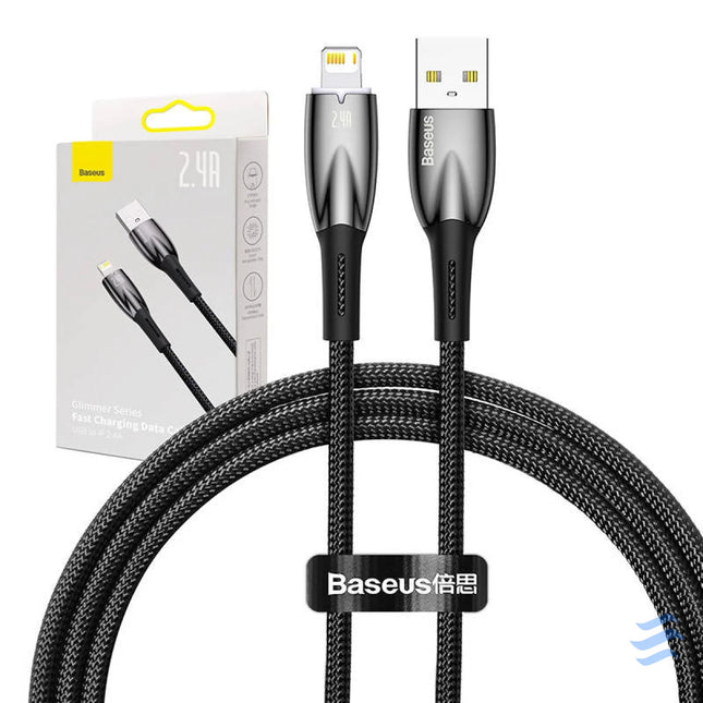 USB cable for Lightning Baseus Glimmer Series 2.4A 1m (Black) USB to Lightning
