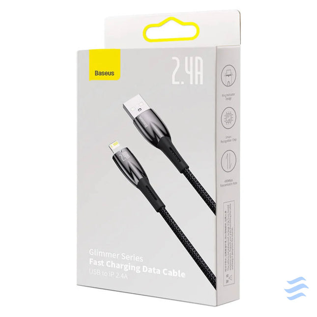 USB cable for Lightning Baseus Glimmer Series 2.4A 2m (Black) USB to Lightning