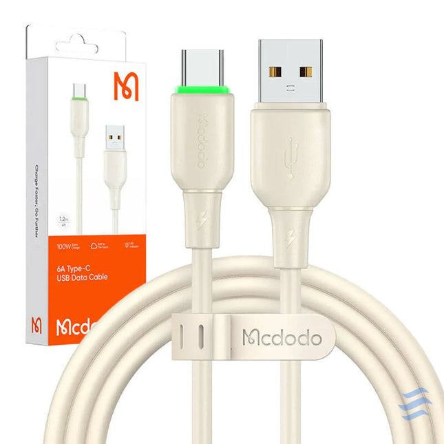 USB to USB C Cable Mcdodo CA 4750 with LED light 1.2m (beige) USB to USB C