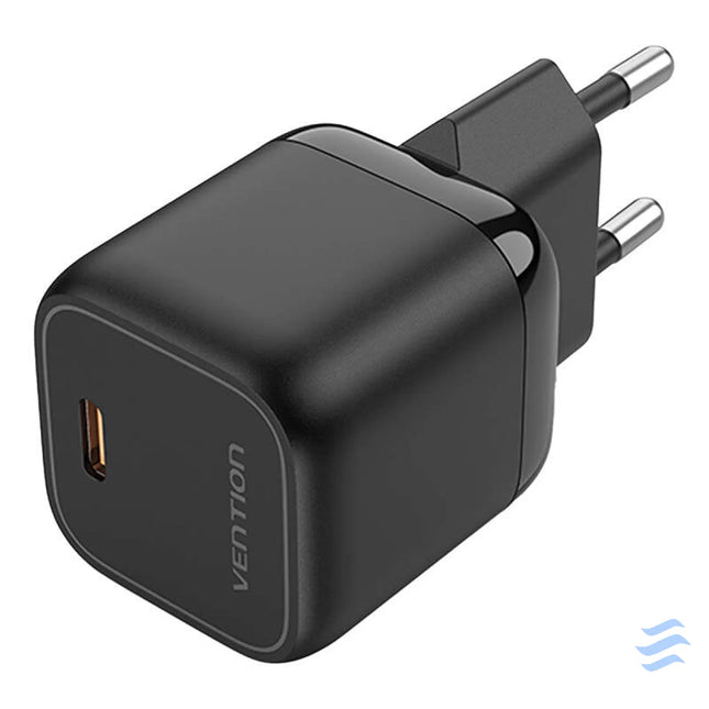 Vention FAKB0 EU USB C GaN 30W power charger (black) mains chargers