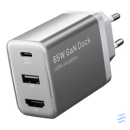 Vention FJAH0 EU USB(C + A) + HDMI GaN mains charger (60W/5W/4K@60Hz) (grey) mains chargers