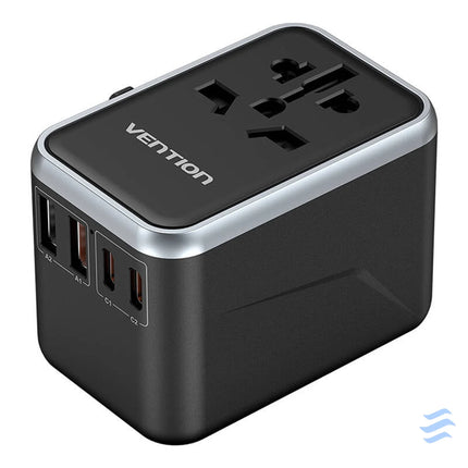 Vention FJFB0 GaN 2xUSB C 2xUSB A Universal Travel Adapter 65W (black) mains chargers