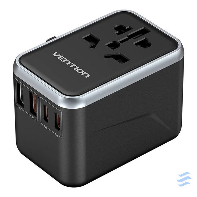 Vention FJFB0 GaN 2xUSB C 2xUSB A Universal Travel Adapter 65W (black) mains chargers
