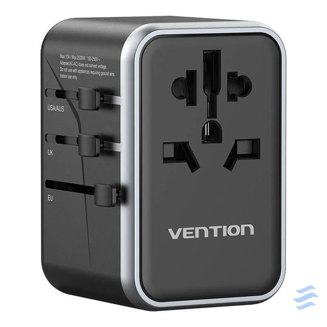 Vention FJFB0 GaN 2xUSB C 2xUSB A Universal Travel Adapter 65W (black) mains chargers
