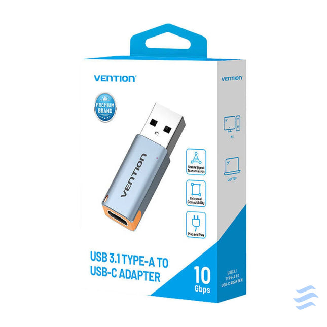 Vention USB adapter CUAH0 USB A 3.1 male to USB C female (gray) Adapters connectors and converters