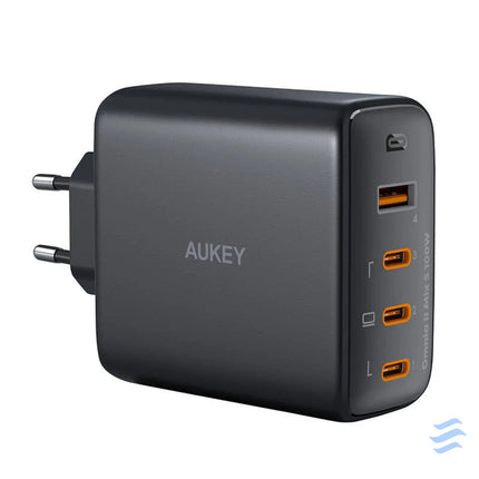Wall charger Aukey PA B7S 1xUSB A 3xUSB C 100W GaN (black) mains chargers