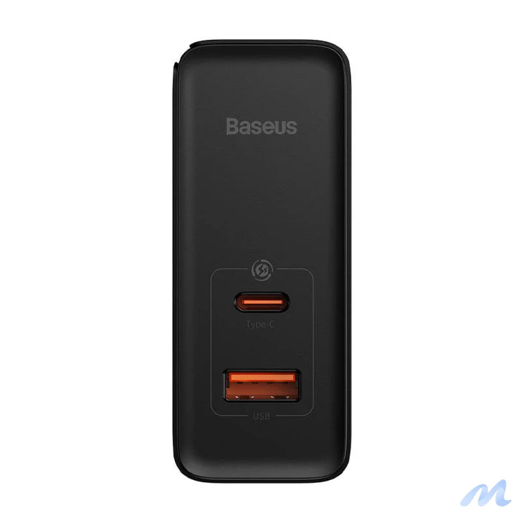 Wall charger Baseus GaN USB-C + USB, 100W + 1m cable (black)