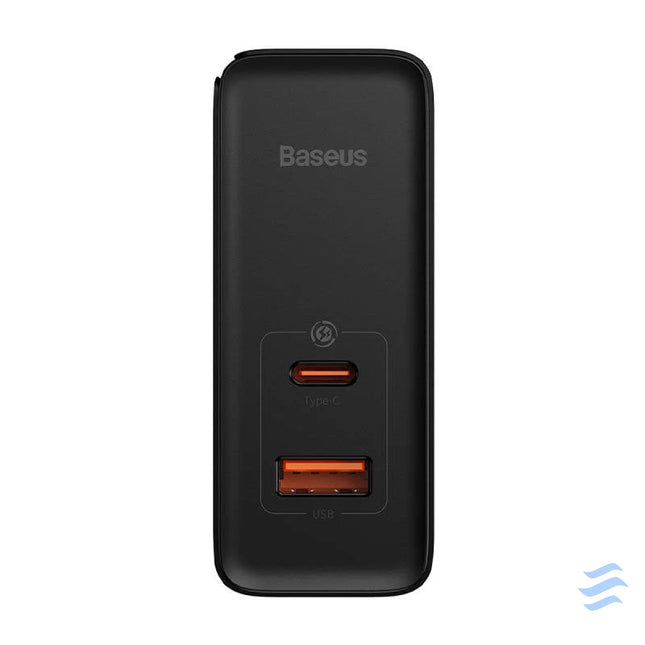 Wall charger Baseus GaN USB C + USB 100W + 1m cable (black) mains chargers