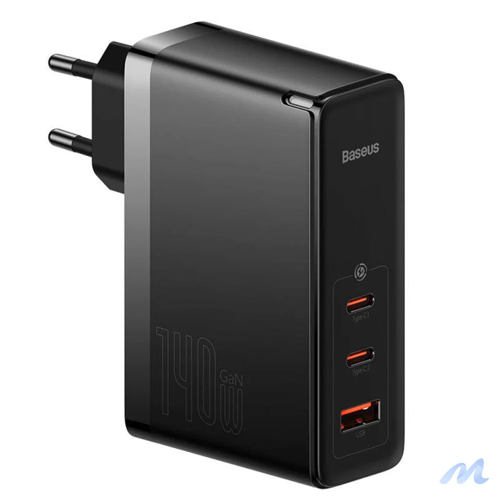 Wall charger Baseus GaN5 Pro 2xUSB-C + USB, 140W (black)