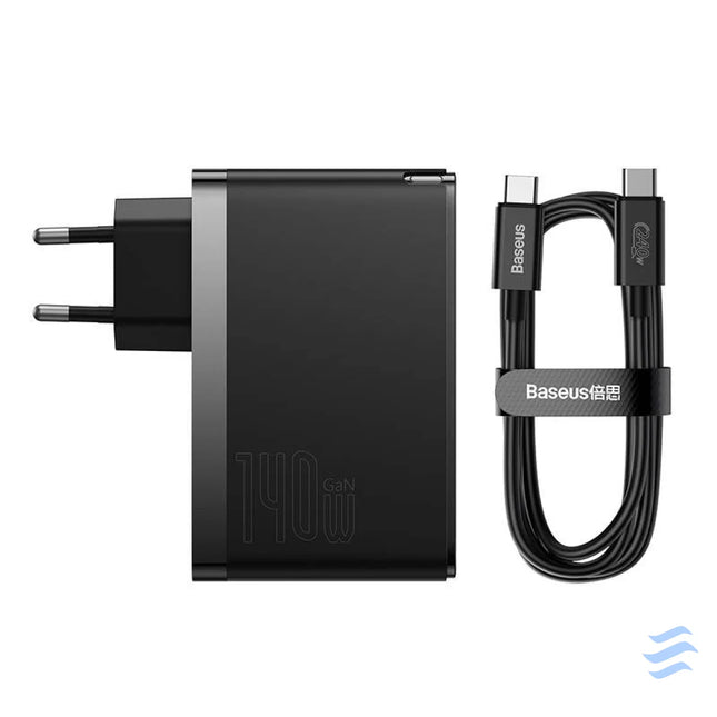 Wall charger Baseus GaN5 Pro 2xUSB C + USB 140W (black) mains chargers