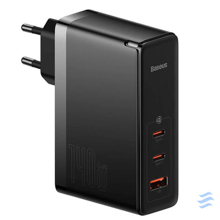 Wall charger Baseus GaN5 Pro 2xUSB C + USB 140W (black) mains chargers