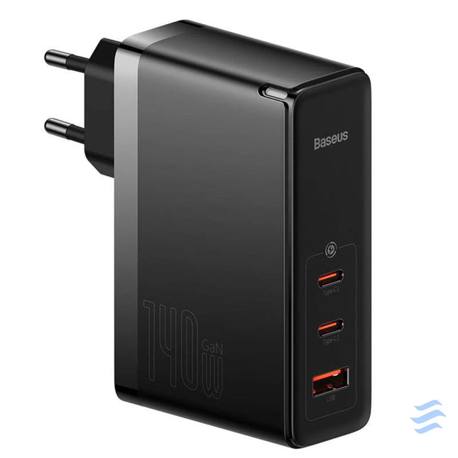 Wall charger Baseus GaN5 Pro 2xUSB C + USB 140W (black) mains chargers