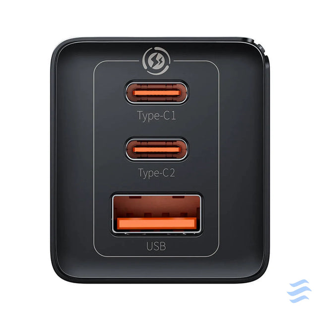 Wall charger Baseus GaN5 Pro 2xUSB C + USB 65W (black) mains chargers