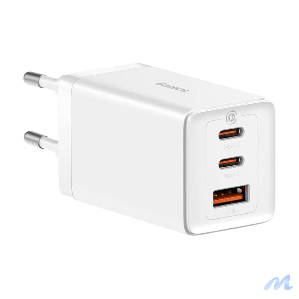 Wall charger Baseus GaN5 Pro 2xUSB-C + USB, 65W (white)