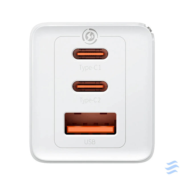 Wall charger Baseus GaN5 Pro 2xUSB C + USB 65W (white) mains chargers