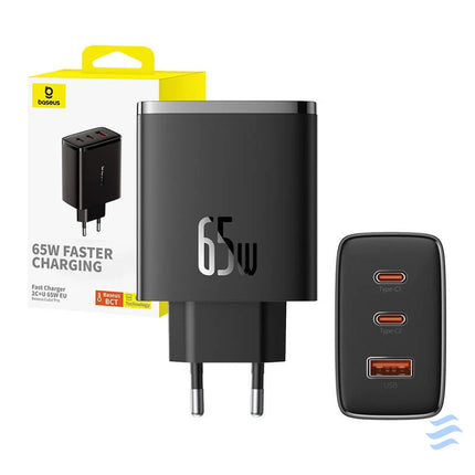 Wall charger Baseus OS Cube Pro 2xUSB C + USB 65W (black) mains chargers