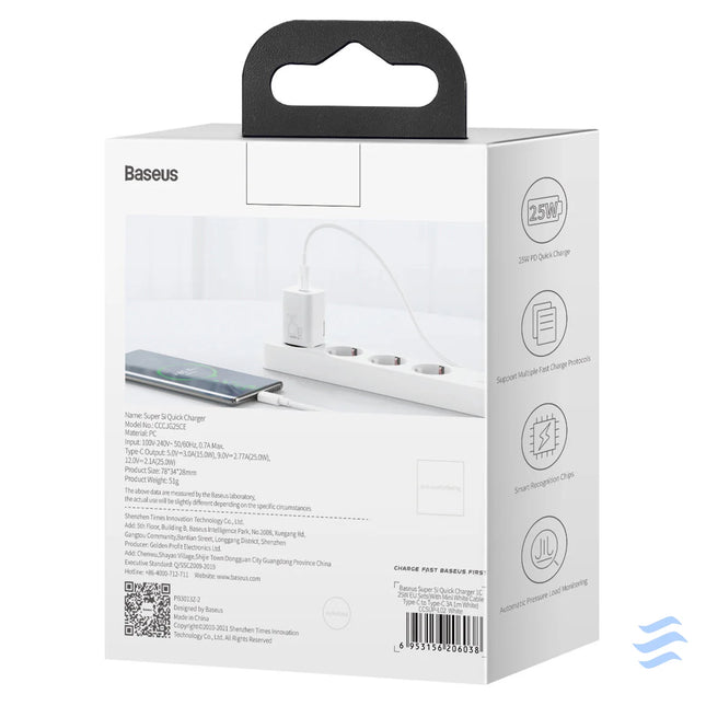 Wall charger Baseus Super Si Quick Charger 1C 25W (white) mains chargers