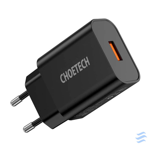 Wall Charger Choetech 18W USB A (black) mains chargers