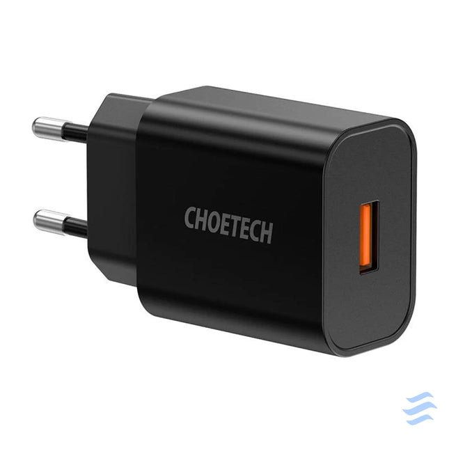 Wall Charger Choetech 18W USB A (black) mains chargers