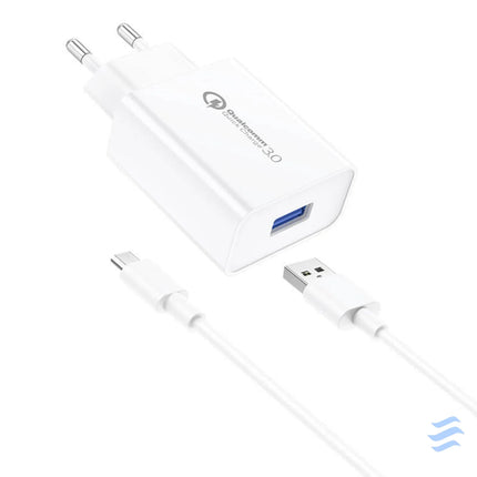 Wall Charger Foneng EU13 18W + USB to Micro USB Cable 3A (White) mains chargers