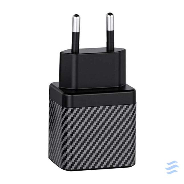 Wall charger INVZI GaN 2x USB C 45W EU (black) mains chargers
