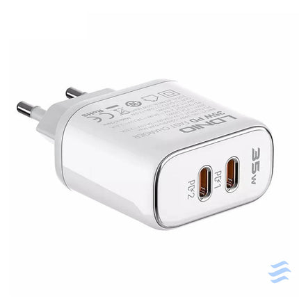 Wall charger LDNIO A2528M 2USB C for Apple + USB C Lightning Cable mains chargers