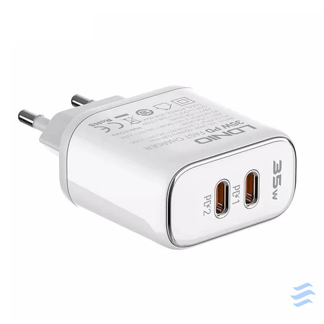 Wall charger LDNIO A2528M 2USB C for Apple + USB C Lightning Cable mains chargers