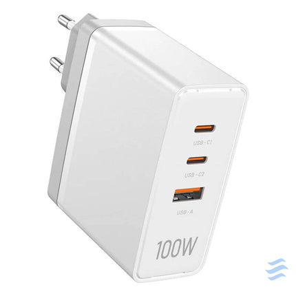Wall charger Vention FEGW0 EU 2xUSB C USB A 100W/100W/30W GaN (white) mains chargers
