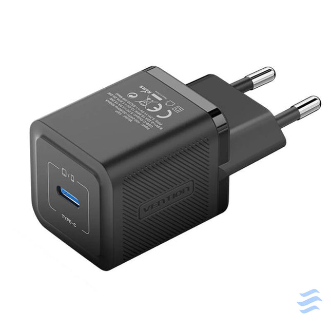 Wall charger Vention FEPB0 EU USB C 20W GaN (black) mains chargers