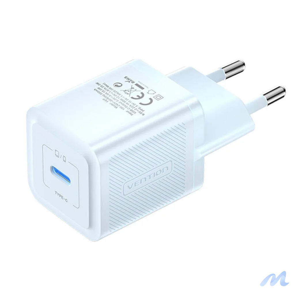 Wall charger, Vention, FEPL0-EU, USB-C, 20W, GaN (blue)