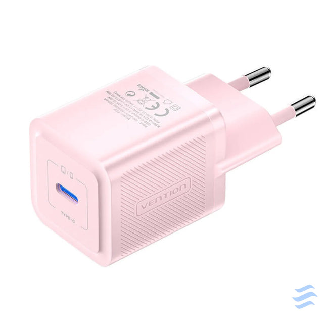 Wall charger Vention FEPP0 EU USB C 20W GaN (pink) mains chargers
