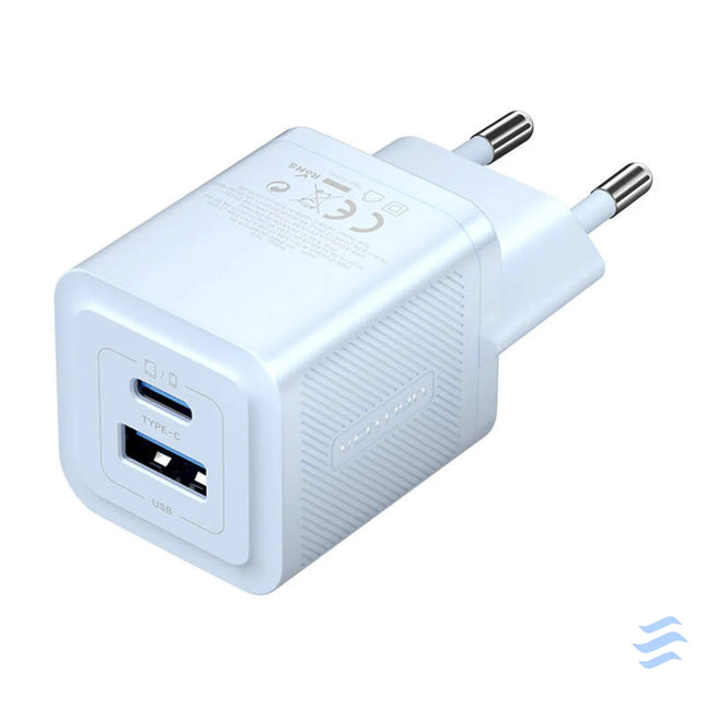 Wall charger Vention FEQL0 EU USB C + USB A 30W/30W GaN (blue) mains chargers