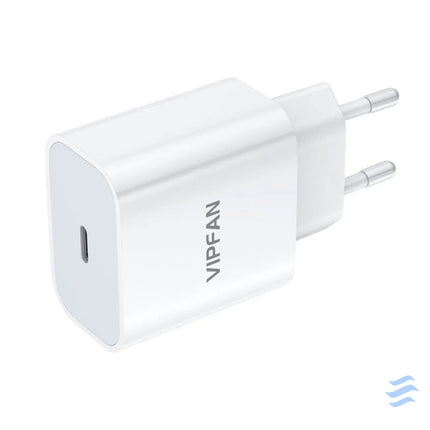 Wall charger VFAN E04 USB C 20W QC 3.0 + Lightning cable (white) mains chargers