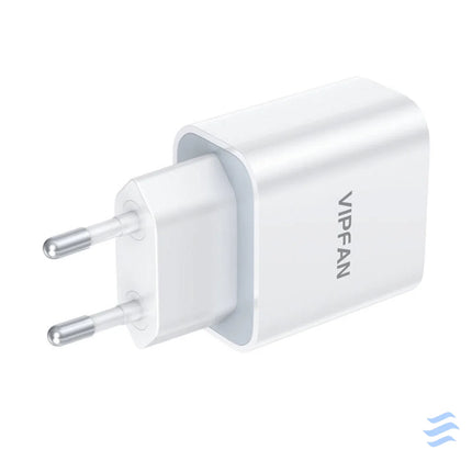 Wall charger VFAN E04 USB C 20W QC 3.0 + Lightning cable (white) mains chargers
