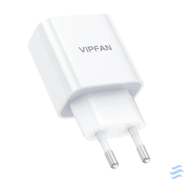 Wall charger VFAN E04 USB C 20W QC 3.0 + Lightning cable (white) mains chargers