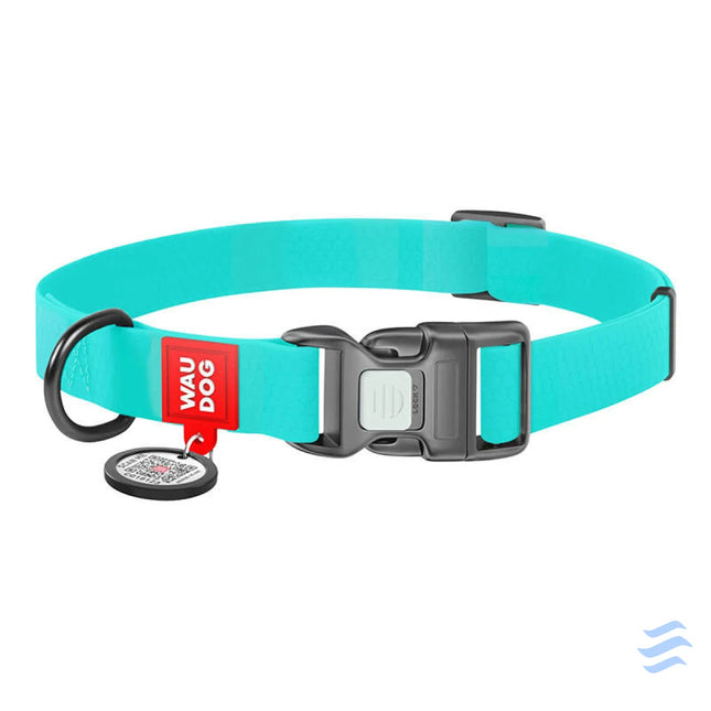 Waterproof glowing dog collar with QR passport WAUDOG 40 mm wide 46 70 cm long Walking and transportation