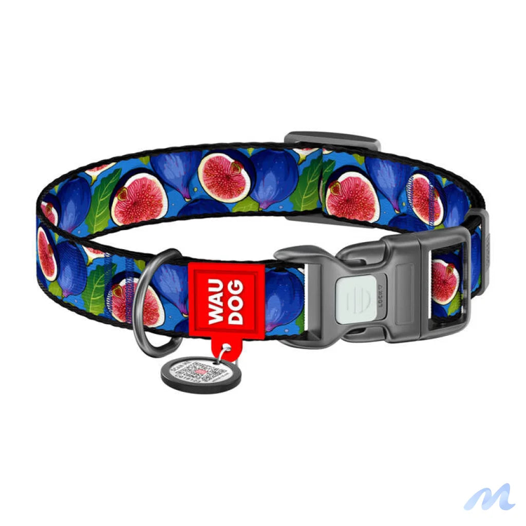 Waudog "Fig" nylon dog collar with QR code, size S