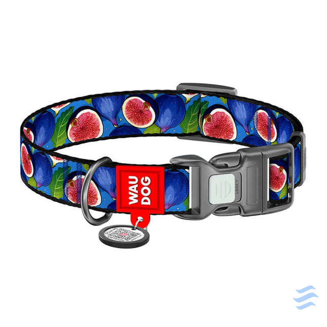 Waudog ’Fig’ nylon dog collar with QR code size XL Walking and transportation