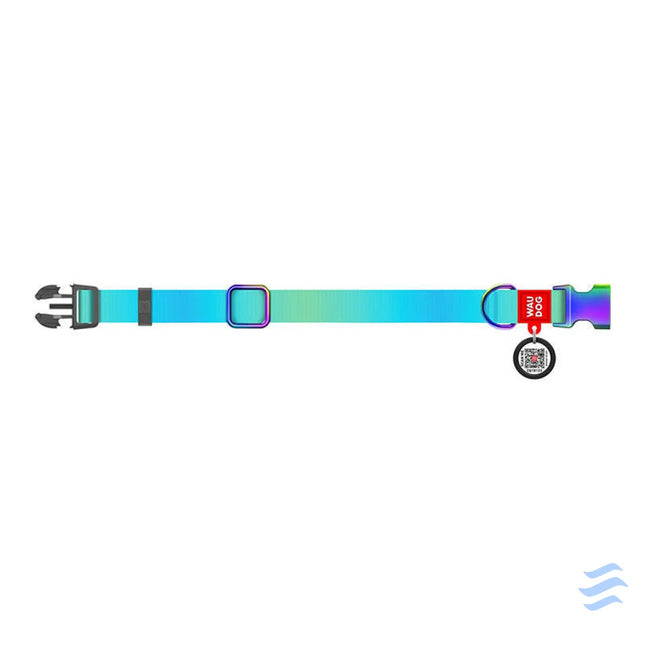Waudog gradient nylon dog collar with QR code blue size M Walking and transportation