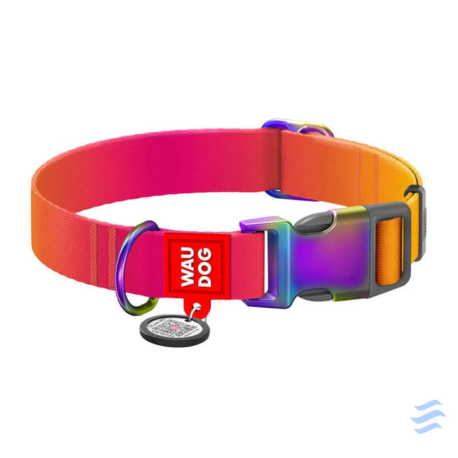 Waudog gradient nylon dog collar with QR code orange size M Walking and transportation