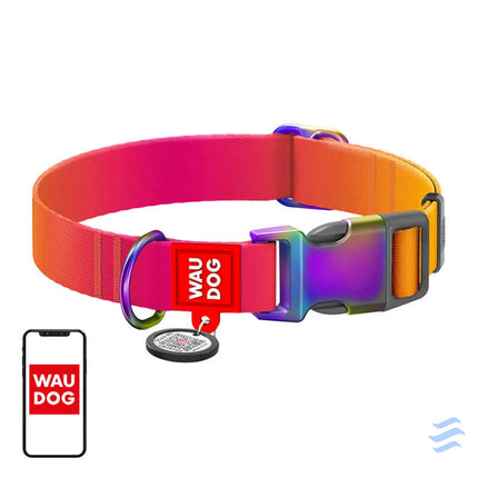 Waudog gradient nylon dog collar with QR code orange size M Walking and transportation