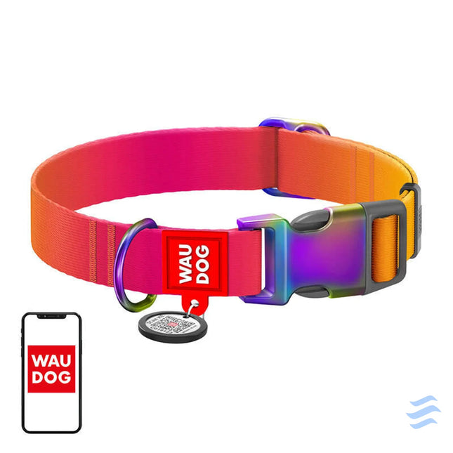 Waudog gradient nylon dog collar with QR code orange size M Walking and transportation