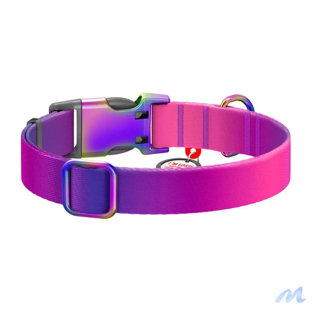 Waudog gradient nylon dog collar with QR code, purple , size L