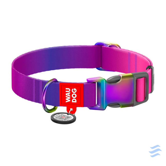 Waudog gradient nylon dog collar with QR code purple size M Walking and transportation