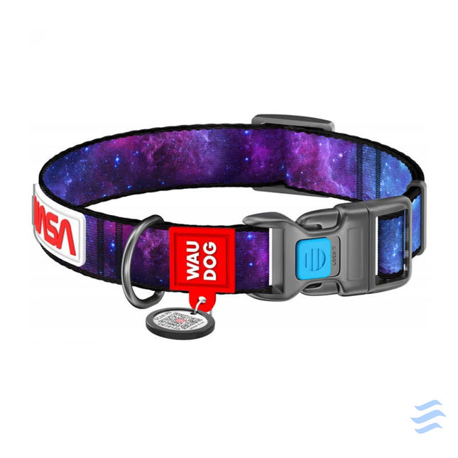 Waudog ’NASA21’’ nylon dog collar with QR code size M width 20 mm Walking and transportation