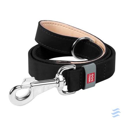 WAUDOG natural leather dog leash 20 mm wide 122 cm long Black Walking and transportation